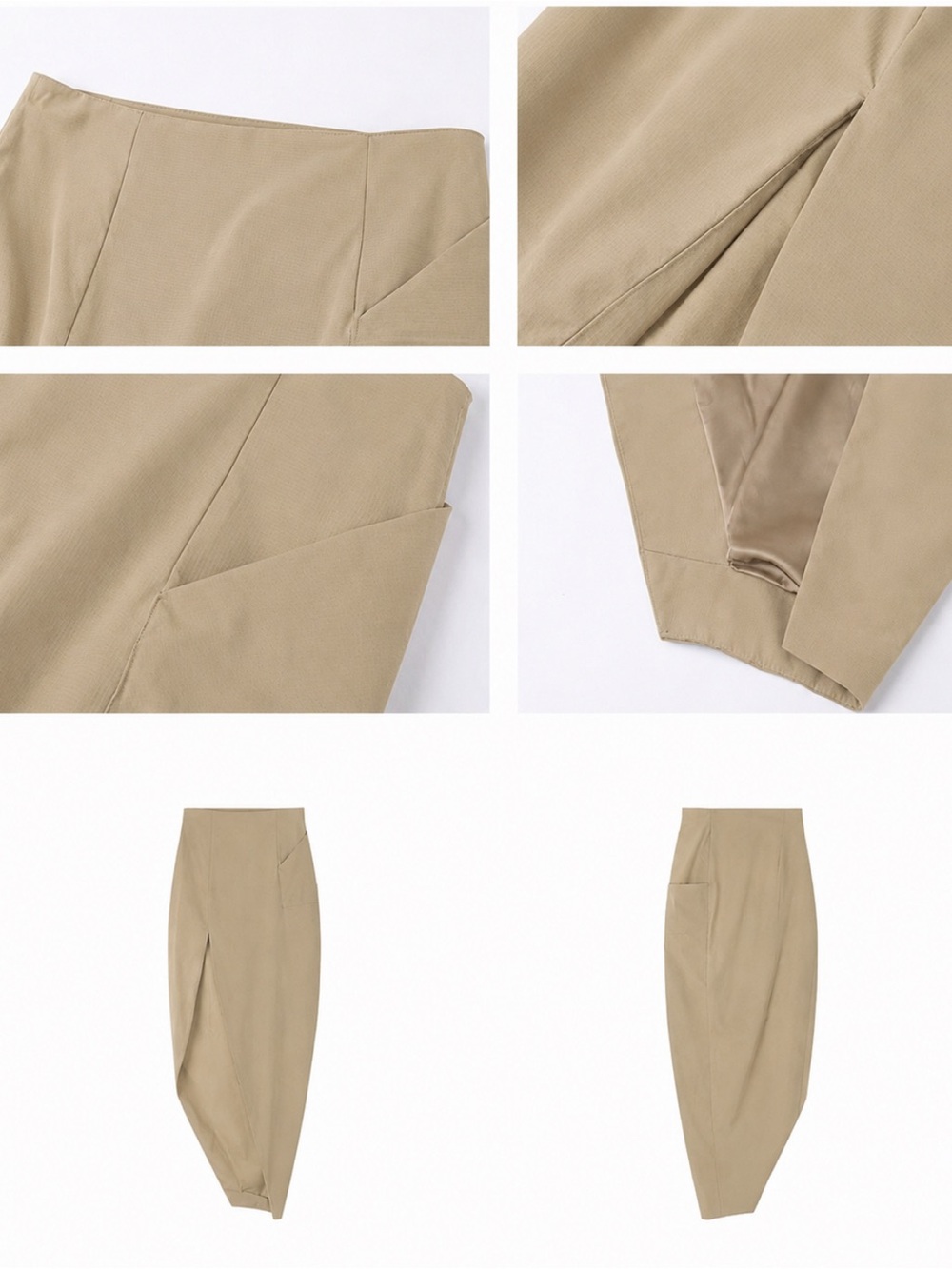 F PROJECT Asymmetric Khaki Maxi Skirt | Size M | High Slit